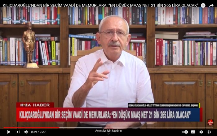 KILIÇDAROĞLU'NDAN BİR SEÇİM VAADİ DE MEMURLARA: “EN DÜŞÜK MAAŞ NET 21 BİN 265 LİRA OLACAK”