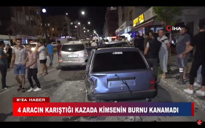 4 ARACIN KARIŞTIĞI KAZADA KİMSENİN BURNU KANAMADI