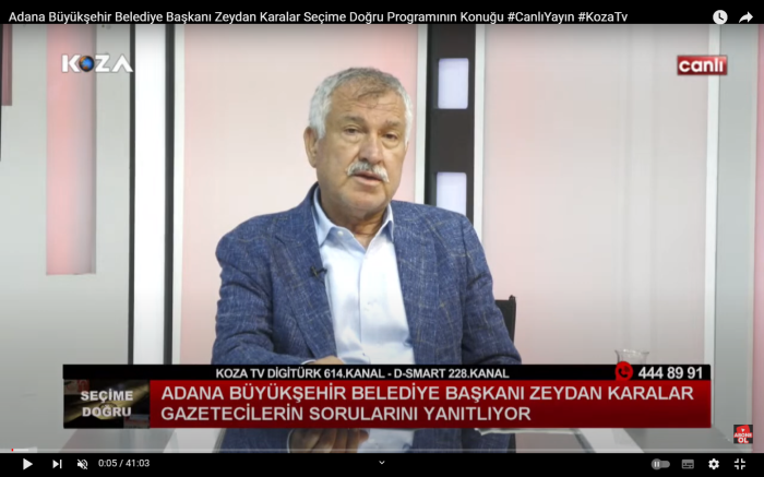 ADANA  BÜYÜKŞEHİR BELEDİYE BAŞKAN ZEYDAN KARALAR SEÇİME DOĞRU PROGRAMININ KONUĞU