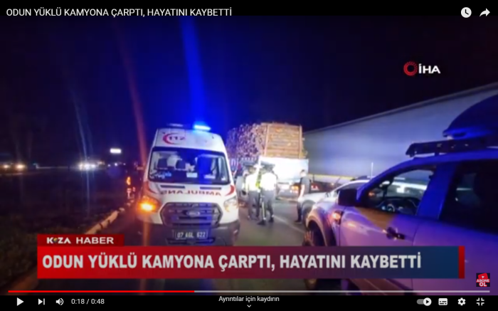 ODUN YÜKLÜ KAMYONA ÇARPTI, HAYATINI KAYBETTİ