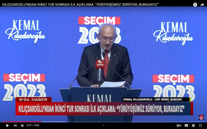 KILIÇDAROĞLU’NDAN İKİNCİ TUR SONRASI İLK AÇIKLAMA: “YÜRÜYÜŞÜMÜZ SÜRÜYOR, BURADAYIZ”