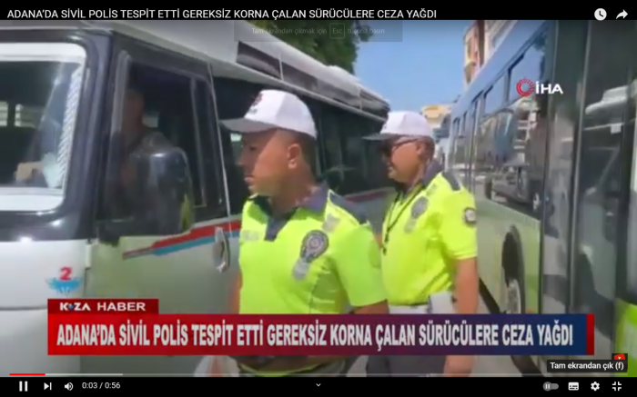 ADANA’DA SİVİL POLİS TESPİT ETTİ GEREKSİZ KORNA ÇALAN SÜRÜCÜLERE CEZA YAĞDI