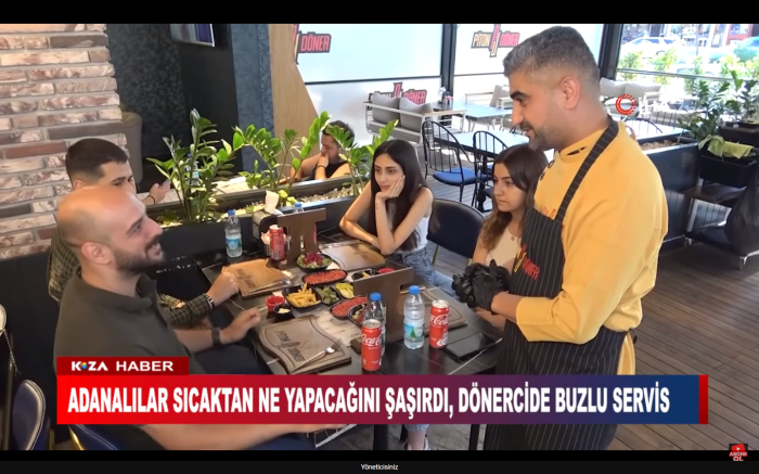 ADANALILAR SICAKTAN NE YAPACAĞINI ŞAŞIRDI, DÖNERCİDE BUZLU SERVİS