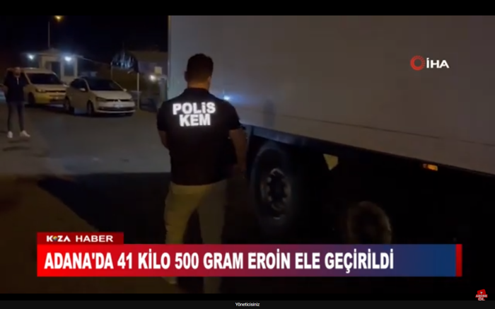 ADANA'DA 41 KİLO 500 GRAM EROİN ELE GEÇİRİLDİ