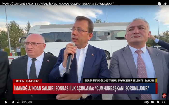 İMAMOĞLU’NDAN SALDIRI SONRASI İLK AÇIKLAMA: “CUMHURBAŞKANI SORUMLUDUR”