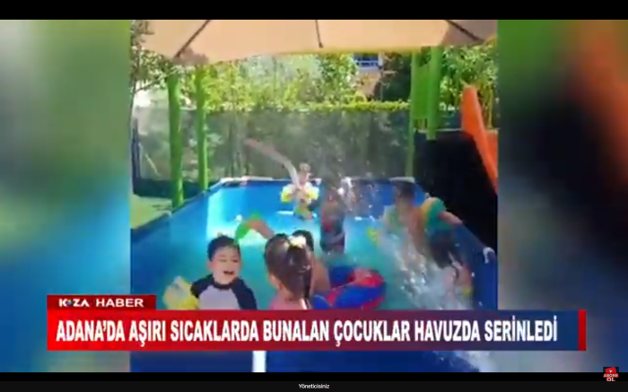 ADANA’DA AŞIRI SICAKLARDA BUNALAN ÇOCUKLAR HAVUZDA SERİNLEDİ