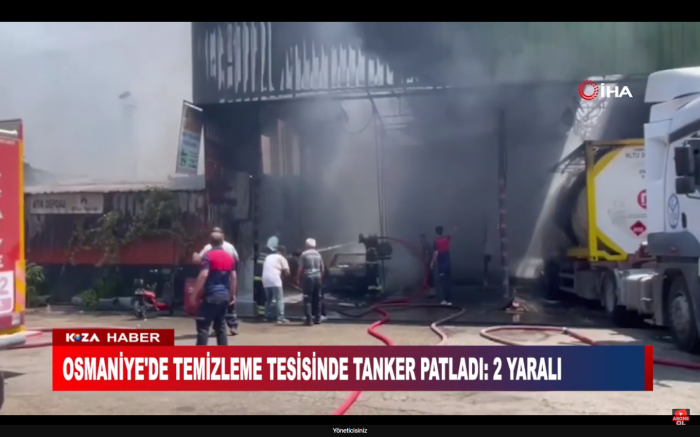 OSMANİYE'DE TEMİZLEME TESİSİNDE TANKER PATLADI: 2 YARALI