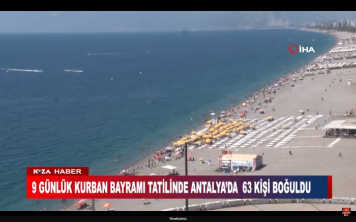 9 GÜNLÜK KURBAN BAYRAMI TATİLİNDE ANTALYA’DA 63 KİŞİ BOĞULDU