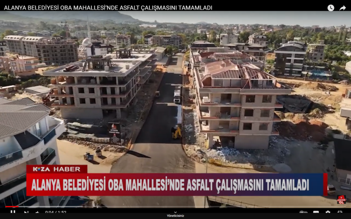 ALANYA BELEDİYESİ OBA MAHALLESİ’NDE ASFALT ÇALIŞMASINI TAMAMLADI