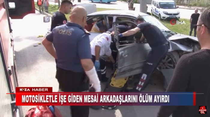 MOTOSİKLETLE İŞE GİDEN MESAİ ARKADAŞLARINI ÖLÜM AYIRDI